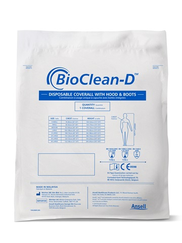 BioClean-D™ Coverall with Hood and Integrated Boots – Sterile S-BDFC